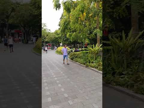 토요일의 베트남 호안끼엠 호수 풍경.Hoan Kiem Lake scenery in Vietnam during the holidays., 