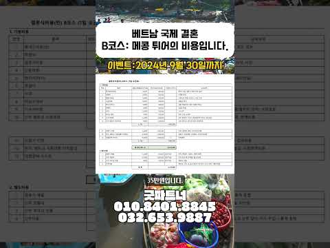 베트남 국제 결혼 B코스:호치민- 메콩 투어의 비용 소개합니다., 